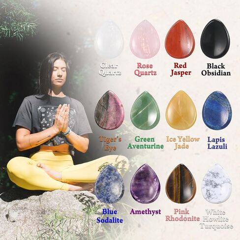12 Pieces Worry Stones for Anxiety for Kids Black Obsidian Crystal Worry Stones Thumb Small Anxiety Stone Multiple Colors Stress Stone Pocket Palm Stone for Anxiety Stress Relief Meditation in Kuwait
