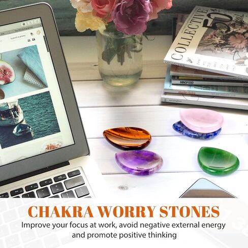 12 Pieces Worry Stones for Anxiety for Kids Black Obsidian Crystal Worry Stones Thumb Small Anxiety Stone Multiple Colors Stress Stone Pocket Palm Stone for Anxiety Stress Relief Meditation in Kuwait
