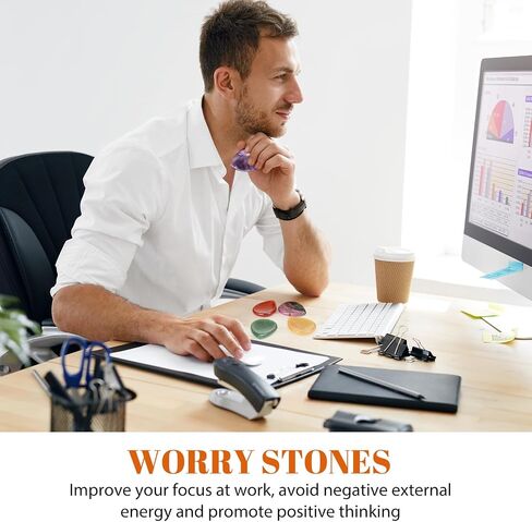12 Pieces Worry Stones for Anxiety for Kids Black Obsidian Crystal Worry Stones Thumb Small Anxiety Stone Multiple Colors Stress Stone Pocket Palm Stone for Anxiety Stress Relief Meditation in Kuwait