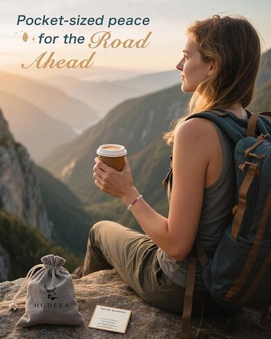 سوار كريستال نعمة السفر للنساء من HGDEER، 4 أحجار كريمة طبيعية مع بطاقة اقتباس، هدية رفيقة الرحلة ذات مغزى in Kuwait