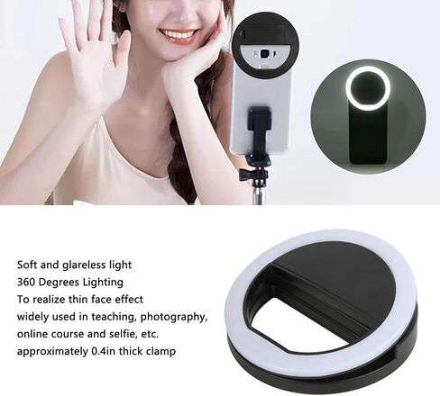Selfie Ring Light 360 Degrees Lighting Soft Glareless Lighting 0.4in Thick Clamp Widely Used Mini Ring Light for Live Streaming in Saudi Arabia
