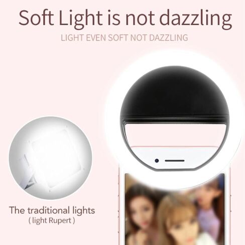 Selfie Ring Light 360 Degrees Lighting Soft Glareless Lighting 0.4in Thick Clamp Widely Used Mini Ring Light for Live Streaming in Saudi Arabia