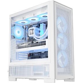 حافظة كمبيوتر DarkFlash AIR NOVA Full Tower E-ATX للكمبيوتر الشخصي، حافظة ألعاب جيدة التهوية بستة جوانب، مشعاع يصل إلى 420 مم، حامل وحدة معالجة الرسومات الجرافيكية العمودي، توصيل خلفي، النوع C، تدفق هواء عالي، 7 × مراوح PWM متضمنة (أبيض) in Kuwait