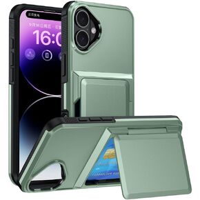 for iPhone 17 Wallet - Style Protective Case with Card Holder (Holds 5 Cards) - Army Green in Kuwait