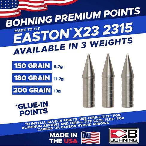 Bohning Match Grade Glue-in Points for Easton® X23-2315, 180 Grain, 12pk in Saudi Arabia