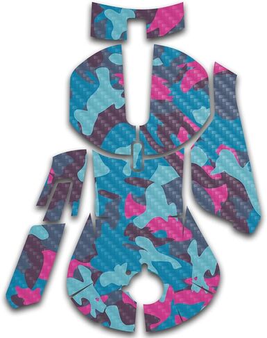 MightySkins Carbon Fiber Skin Compatible with SteelSeries Rival 5 Gaming Mouse - Cool Blue Pink Camo | Protective, Durable Textured Carbon Fiber Finish | Easy to Apply | Made in The USA in Saudi Arabia