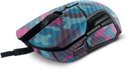 MightySkins Carbon Fiber Skin Compatible with SteelSeries Rival 5 Gaming Mouse - Cool Blue Pink Camo | Protective, Durable Textured Carbon Fiber Finish | Easy to Apply | Made in The USA in Saudi Arabia