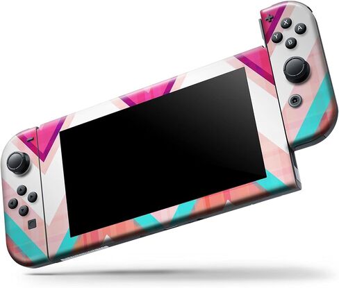 Design Skinz - Compatible with Nintendo 2DS XL - Skin Decal Protective Scratch-Resistant Removable Vinyl Wrap Cover - Vibrant Teal & Colored Chevron Pattern V1 in Saudi Arabia