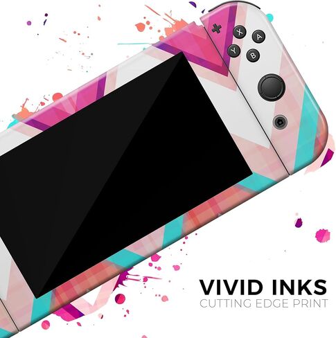Design Skinz - Compatible with Nintendo 2DS XL - Skin Decal Protective Scratch-Resistant Removable Vinyl Wrap Cover - Vibrant Teal & Colored Chevron Pattern V1 in Saudi Arabia