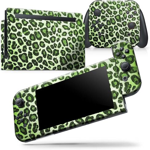 Design Skinz - متوافق مع Nintendo DSi XL - غطاء حماية من الفينيل مقاوم للخدش وقابل للإزالة - طباعة جلد الفهد باللون الأخضر النابض بالحياة in Saudi Arabia