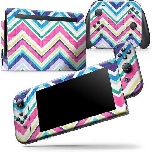 Design Skinz - متوافق مع Nintendo DSi XL - غطاء حماية من الفينيل قابل للإزالة ومقاوم للخدش - نمط شيفرون ذو طبقات باللونين الوردي والأزرق النابض بالحياة in Saudi Arabia