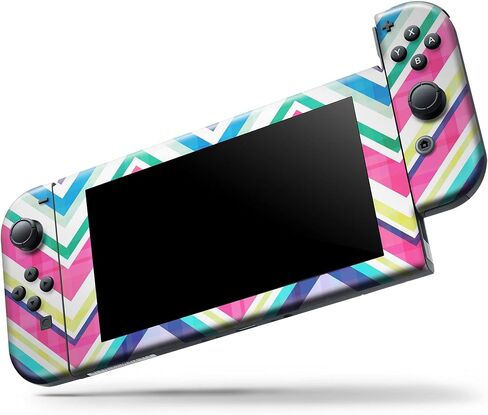 Design Skinz - متوافق مع Nintendo DSi XL - غطاء حماية من الفينيل قابل للإزالة ومقاوم للخدش - نمط شيفرون ذو طبقات باللونين الوردي والأزرق النابض بالحياة in Saudi Arabia