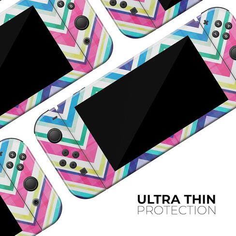 Design Skinz - متوافق مع Nintendo DSi XL - غطاء حماية من الفينيل قابل للإزالة ومقاوم للخدش - نمط شيفرون ذو طبقات باللونين الوردي والأزرق النابض بالحياة in Saudi Arabia