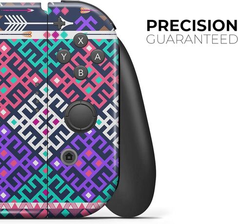 Design Skinz - متوافق مع Nintendo DSi XL - غطاء حماية من الفينيل مقاوم للخدش وقابل للإزالة - وردي وأزرق مخضر بنمط أزتيك ملون حديث in Saudi Arabia
