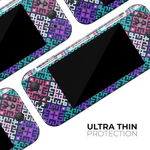 Design Skinz - متوافق مع Nintendo DSi XL - غطاء حماية من الفينيل مقاوم للخدش وقابل للإزالة - وردي وأزرق مخضر بنمط أزتيك ملون حديث in Saudi Arabia
