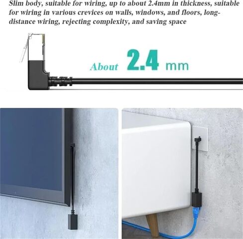 كابل موصل شبكة RJ45 CAT7 90 درجة خط تمديد rj45 مسطح للغاية 10 جيجا زاوية يمين Eblow rj45 سلك توصيل ذكر إلى أنثى (أبيض مستقيم، 0.5 متر) in Saudi Arabia