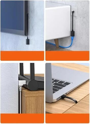 كابل موصل شبكة RJ45 CAT7 90 درجة خط تمديد rj45 مسطح للغاية 10 جيجا زاوية يمين Eblow rj45 سلك توصيل ذكر إلى أنثى (أبيض مستقيم، 0.5 متر) in Saudi Arabia