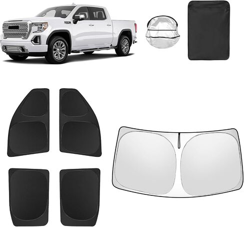 6pcs Car Window Shades for Dodge RAM 1500 2019-2025 Accessories,Windshield Side Rear Full Sunshade,Sun Visor UV Blocking, Privacy Protection and Blackout for Camping Outdoor in Saudi Arabia