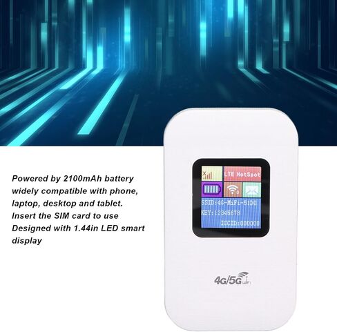 4G Portable Modem, Unlocked Mobile Hotspot Rechargeable Battery Router, Micro Card Slot Up to 10 Users 1.44in LED Display 2100mAh 4G LTE Router for Phone PC Tablet, NO 5G in Saudi Arabia