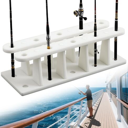 Holiday Gift for Anglers - Winter Heavy Duty Fishing Rod Holder Rack for Boat Dock, Marine Board Rod Storage Organizer with 15 Slots - 28 x 14.5 x 8 Inches, Outdoor Garage Pole Mount in Saudi Arabia
