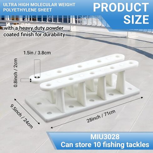 Holiday Gift for Anglers - Winter Heavy Duty Fishing Rod Holder Rack for Boat Dock, Marine Board Rod Storage Organizer with 15 Slots - 28 x 14.5 x 8 Inches, Outdoor Garage Pole Mount in Saudi Arabia