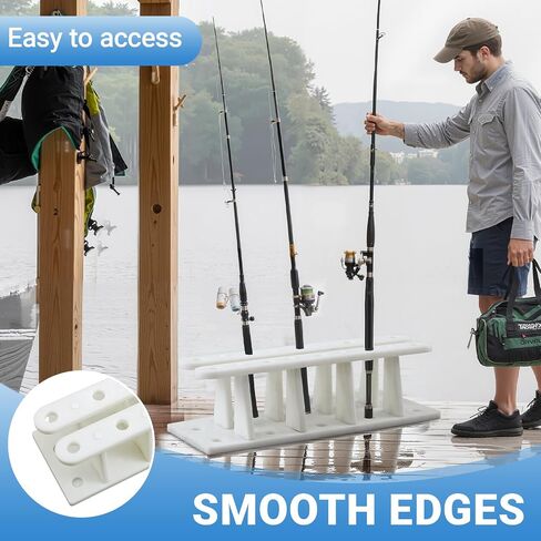 Holiday Gift for Anglers - Winter Heavy Duty Fishing Rod Holder Rack for Boat Dock, Marine Board Rod Storage Organizer with 15 Slots - 28 x 14.5 x 8 Inches, Outdoor Garage Pole Mount in Saudi Arabia