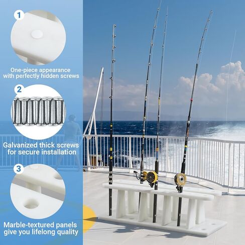 Holiday Gift for Anglers - Winter Heavy Duty Fishing Rod Holder Rack for Boat Dock, Marine Board Rod Storage Organizer with 15 Slots - 28 x 14.5 x 8 Inches, Outdoor Garage Pole Mount in Saudi Arabia