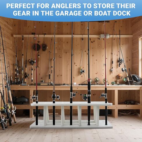 Holiday Gift for Anglers - Winter Heavy Duty Fishing Rod Holder Rack for Boat Dock, Marine Board Rod Storage Organizer with 15 Slots - 28 x 14.5 x 8 Inches, Outdoor Garage Pole Mount in Saudi Arabia