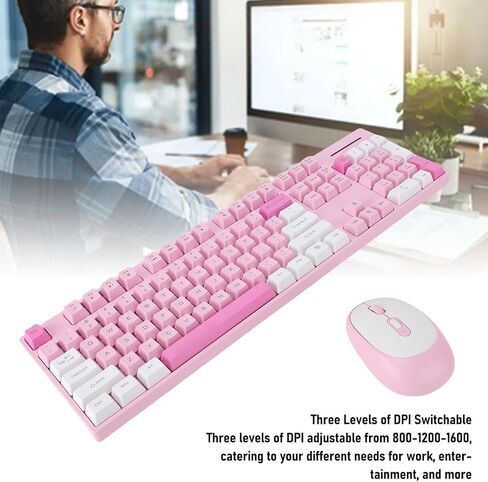 GOWENIC Wireless Keyboard and Mouse Combo, 2.4G Rechargeable Compact Quiet Full Size Keyboard with 104 Keys and Optical Mouse, with Comfortable Palm Rest, for PC Laptop Notebook (Type 2) in Kuwait