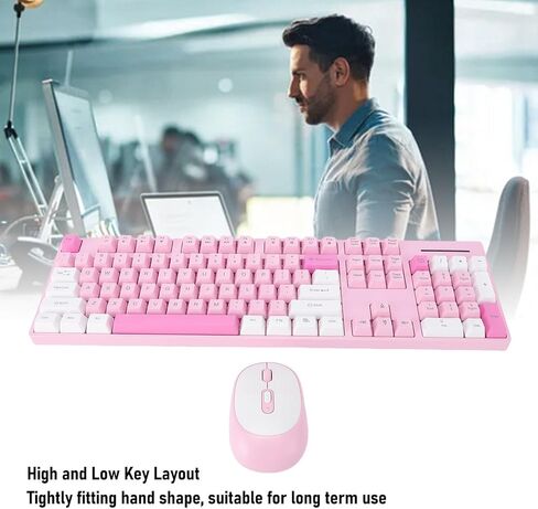 GOWENIC Wireless Keyboard and Mouse Combo, 2.4G Rechargeable Compact Quiet Full Size Keyboard with 104 Keys and Optical Mouse, with Comfortable Palm Rest, for PC Laptop Notebook (Type 2) in Kuwait