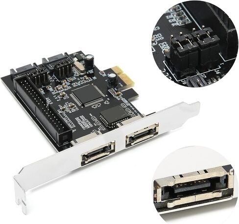 بطاقة محول تخزين SUNGOOYUE PCIe مع دعم ESATA وIDE، لوحة PCB سوداء، متوافقة، سرعة نقل 3 جيجا بايت في الثانية، شريحة JMB363 in Kuwait