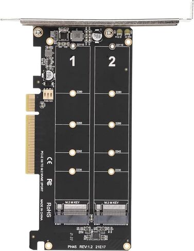 بطاقة محول SUNGOOYUE PH45 PCIe، Dual M.2 NVMe SSD، سرعة نقل 32 جيجابت في الثانية، متوافق مع مفتاح M، مع مجموعة التثبيت (ph45) in Kuwait