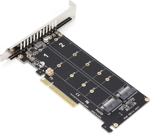 بطاقة محول SUNGOOYUE PH45 PCIe، Dual M.2 NVMe SSD، سرعة نقل 32 جيجابت في الثانية، متوافق مع مفتاح M، مع مجموعة التثبيت (ph45) in Kuwait