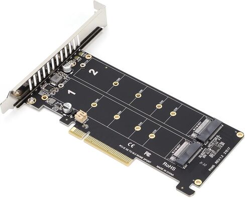 بطاقة محول SUNGOOYUE PH45 PCIe، Dual M.2 NVMe SSD، سرعة نقل 32 جيجابت في الثانية، متوافق مع مفتاح M، مع مجموعة التثبيت (ph45) in Kuwait