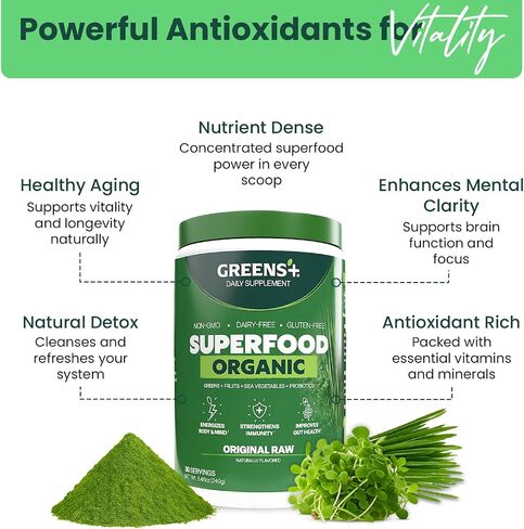 Greens+ Organic Wild Berry Superfood Powder Packet, Superfoods for Morning Kick, Energy & Vitality Boost, Nutrition & Vibrant Health, Dietary Supplement, Vegan Soy/Dairy/Gluten Free (15 Sticks) in Saudi Arabia