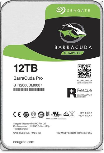 Seagate BarraCuda Pro Performance Internal Hard Drive SATA HDD 12TB 6GB/s 256MB Cache 3.5-Inch (ST12000DM0007) in Saudi Arabia