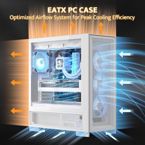 darkFlash AIR NOVA Full Tower E-ATX PC Case, Six-Sided Ventilated Gaming Case, Up to 420mm Radiator, Vertical GPU Mount, Back Connect, Type C, High Airflow, 7 x PWM Fans Included (White) in Saudi Arabia