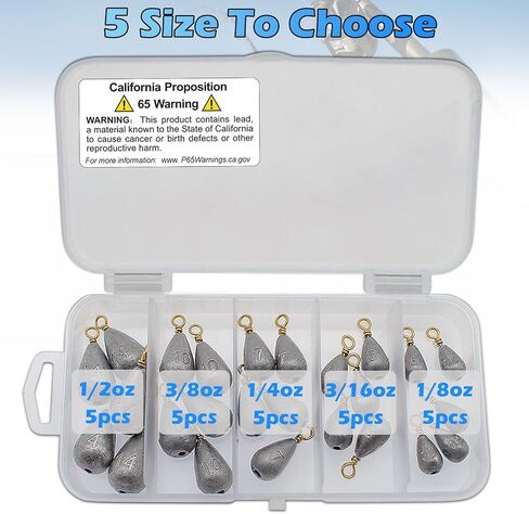 Fishing Weights Sinkers Kit, 25pcs 5 Sizes Bass Casting Drop Shot Weights Lead Fishing Weights for Catfish Saltwater Freshwater in Saudi Arabia