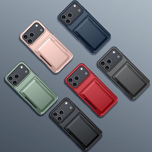 محفظة لهاتف iPhone 17 Pro Max - حافظة واقية أنيقة مع حامل بطاقة (تحمل 5 بطاقات) - ذهبي وردي in Kuwait