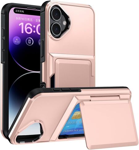 محفظة لهاتف iPhone 17 - حافظة واقية أنيقة مع حامل بطاقة (تحمل 5 بطاقات) - أخضر عسكري in Kuwait