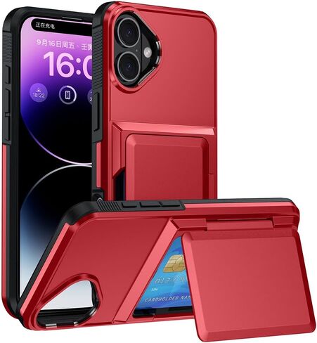 محفظة لهاتف iPhone 17 - حافظة واقية أنيقة مع حامل بطاقة (تحمل 5 بطاقات) - أخضر عسكري in Kuwait