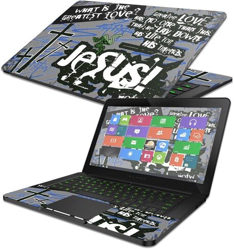 MightySkins Skin Compatible with Razer Blade 14" (2014-2017) - Love Jesus | Protective, Durable, and Unique Vinyl Decal wrap Cover | Easy to Apply, Remove, and Change Styles | Made in The USA in Saudi Arabia