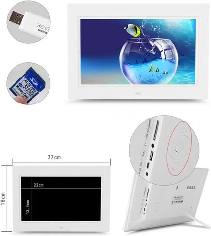 10.1-inch HD LED Digital Photo Frame, 1024x600 IPS Display, Music/Video Player, Calendar and Alarm Clock, Remote Control - Black in Saudi Arabia