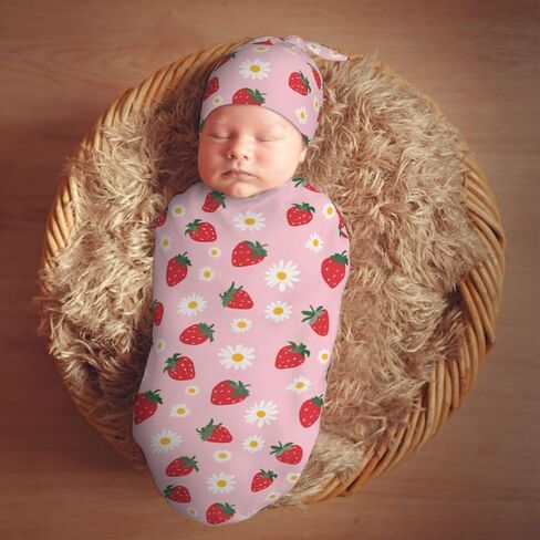 Blak White Panda Bear Pattern Newborn Swaddle Blankets Hat Sets Soft Baby Receiving Blanket Swaddle Sack for Baby Shower Infant Boy Girl Gift in Kuwait