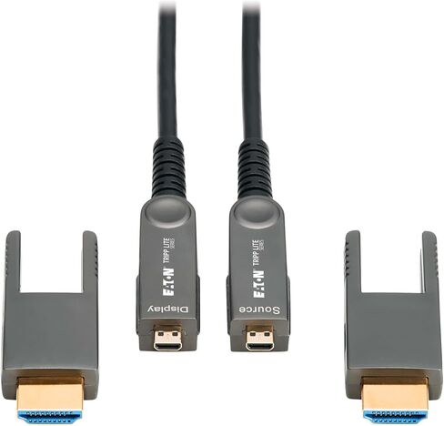 Tripp Lite Long Distance 8K HDMI Fiber Active Optical Cable (AOC), 66 Feet / 20 Meters, Detachable Connectors for Micro-HDMI, UHD 8K@60Hz, HDR, HDCP 2.3, Black, 3-Year Warranty (P568FMM-20M-8K6) in Saudi Arabia