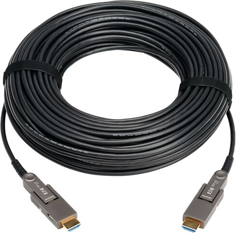 Tripp Lite Long Distance 8K HDMI Fiber Active Optical Cable (AOC), 66 Feet / 20 Meters, Detachable Connectors for Micro-HDMI, UHD 8K@60Hz, HDR, HDCP 2.3, Black, 3-Year Warranty (P568FMM-20M-8K6) in Saudi Arabia
