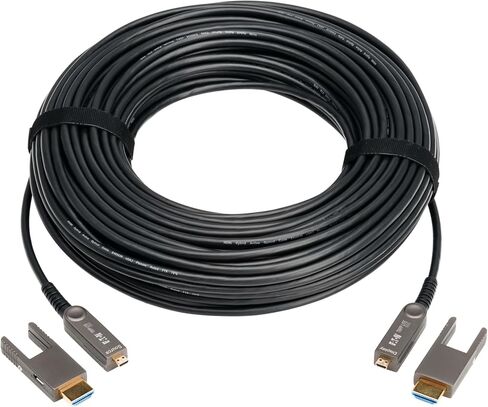 Tripp Lite Long Distance 8K HDMI Fiber Active Optical Cable (AOC), 66 Feet / 20 Meters, Detachable Connectors for Micro-HDMI, UHD 8K@60Hz, HDR, HDCP 2.3, Black, 3-Year Warranty (P568FMM-20M-8K6) in Saudi Arabia