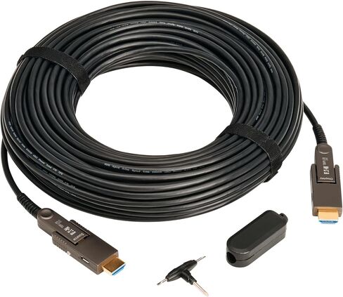Tripp Lite Long Distance 8K HDMI Fiber Active Optical Cable (AOC), 66 Feet / 20 Meters, Detachable Connectors for Micro-HDMI, UHD 8K@60Hz, HDR, HDCP 2.3, Black, 3-Year Warranty (P568FMM-20M-8K6) in Saudi Arabia