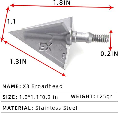 6 pcs/Box Archery Broadhead 100/125 Grain Hunting Arrow Tips Fixed Blade Broadheads（only Broadhead ） in Saudi Arabia