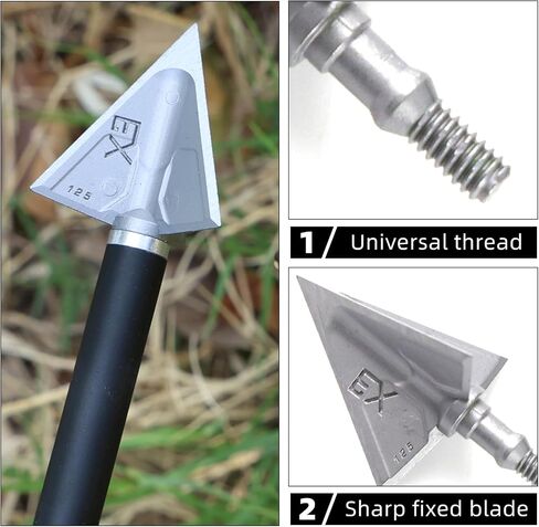 6 pcs/Box Archery Broadhead 100/125 Grain Hunting Arrow Tips Fixed Blade Broadheads（only Broadhead ） in Saudi Arabia